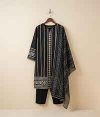 Black cotton 3 peice suit