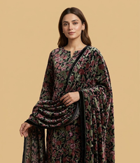 Black floral Palachi 2 Piece Shirt and Dupatta