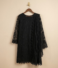 Black on Black Chiffon 2 Piece Shirt and Dupatta
