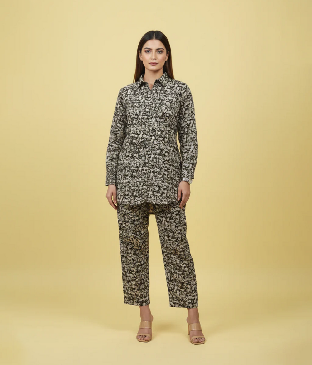 Black printed co-ord set