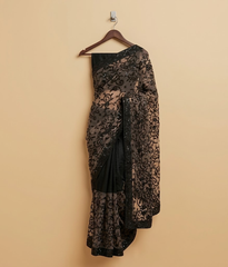 Black sequin net saree