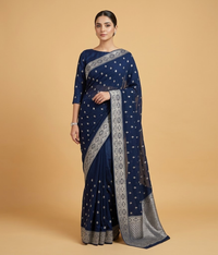 Blue Butti Silk Saree