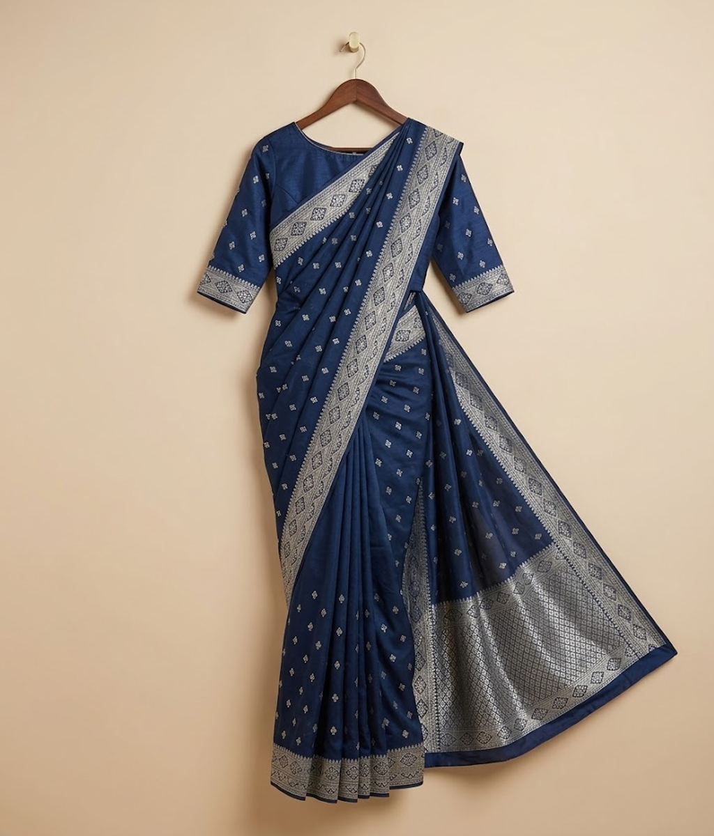 Blue Butti Silk Saree