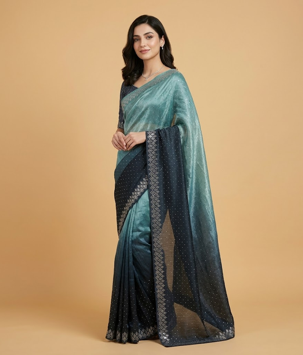 Blue Ombre Mukesh Saree