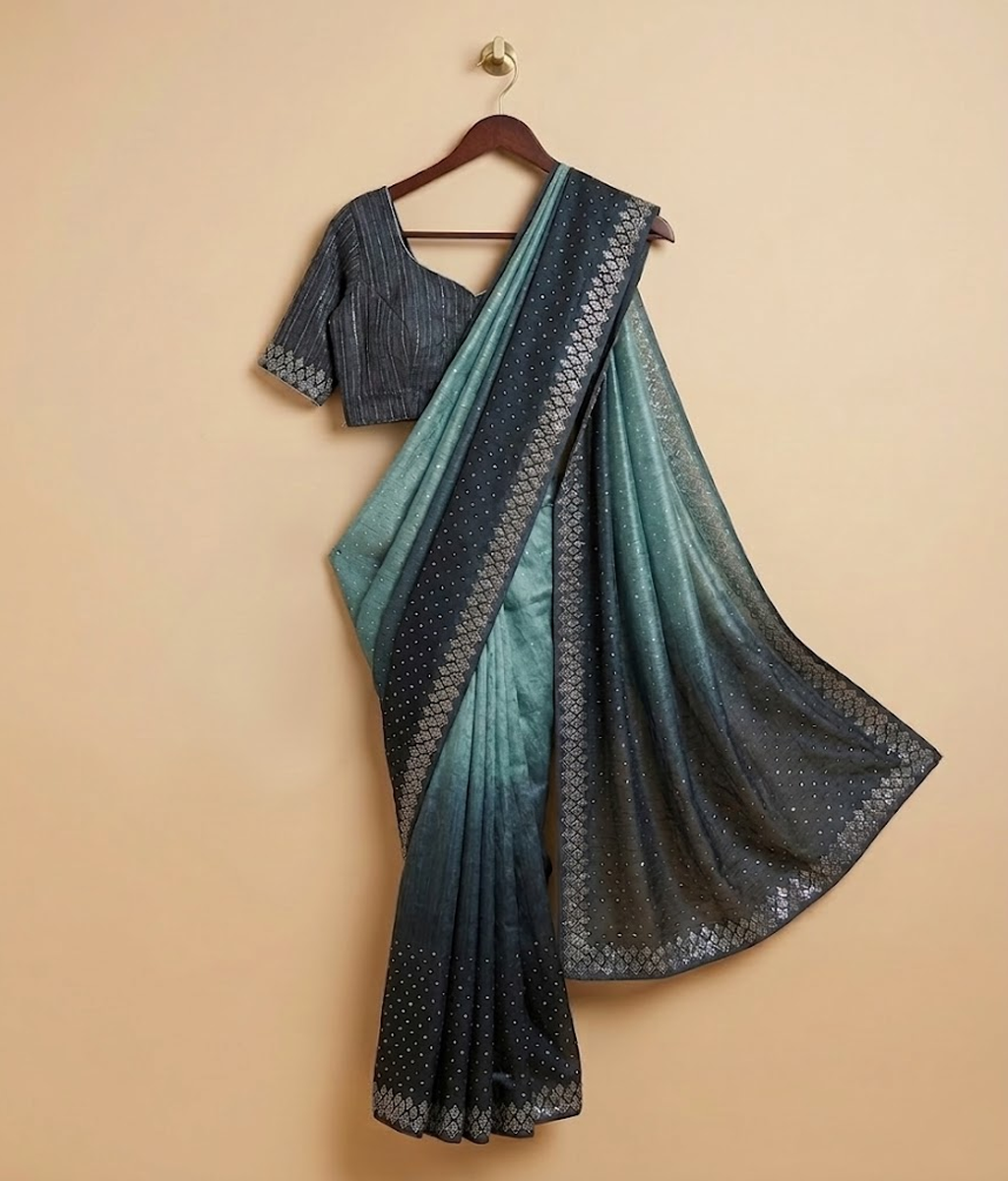 Blue Ombre Mukesh Saree