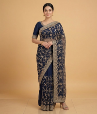 Blue Tilla Mesh Silk Saree