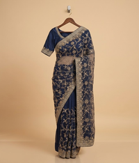 Blue Tilla Mesh Silk Saree