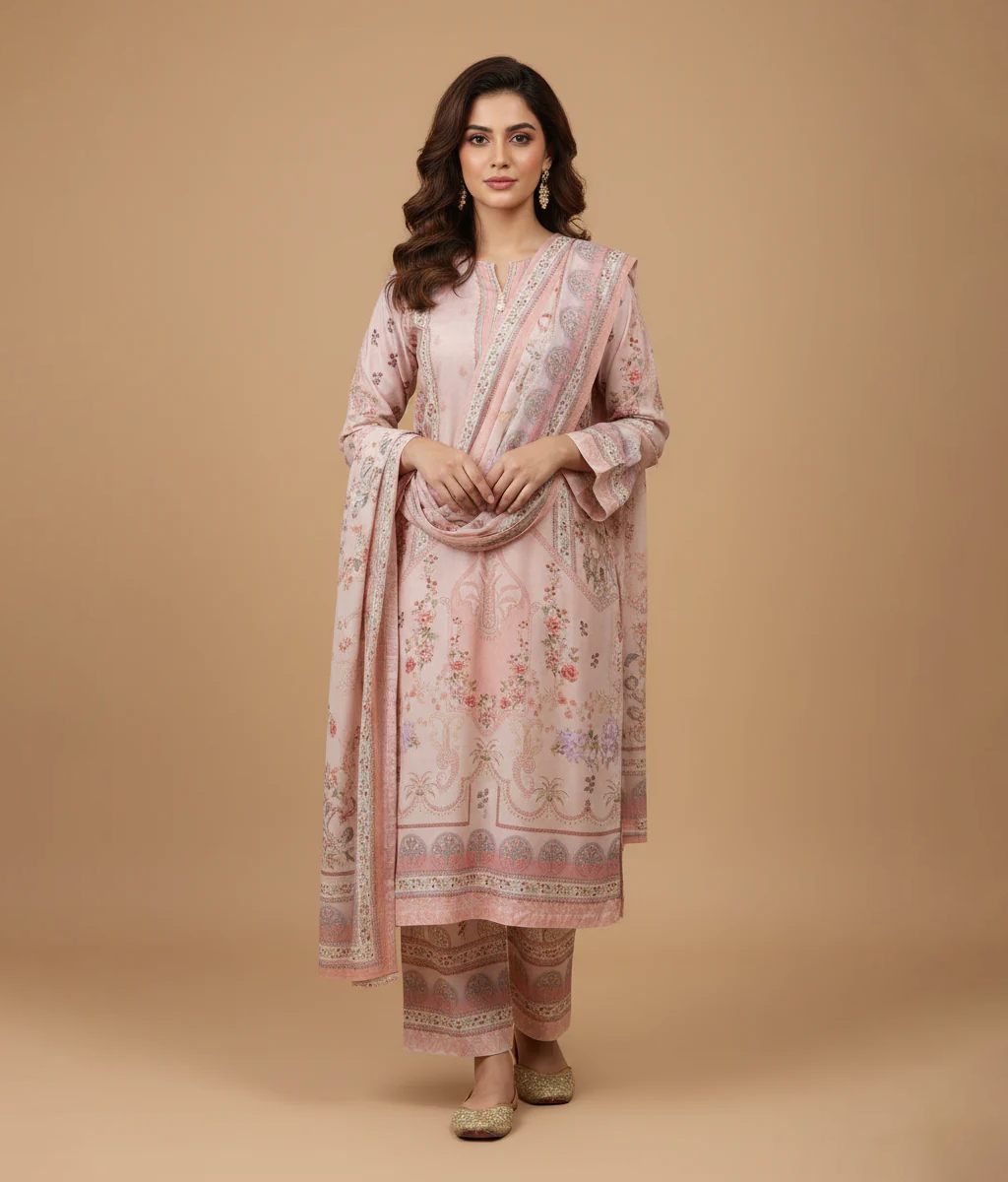 Blush Floral Garden Lawn 3 piece