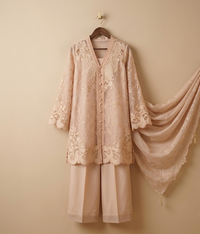 Blush Organza Lace Straight-Suit