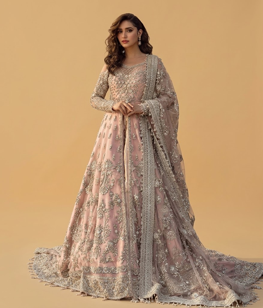 Blush Pink Zardozi Kalidar