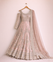 Blush Pink Zardozi Kalidar