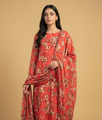 Bright Red floral Palachi 2 Piece Shirt and Dupatta