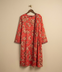 Bright Red floral Palachi 2 Piece Shirt and Dupatta