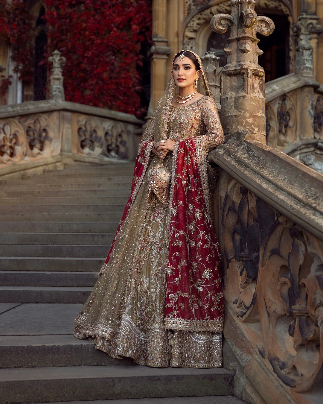 Bronze Gota-Work Bridal Lehenga
