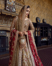 Bronze Gota-Work Bridal Lehenga