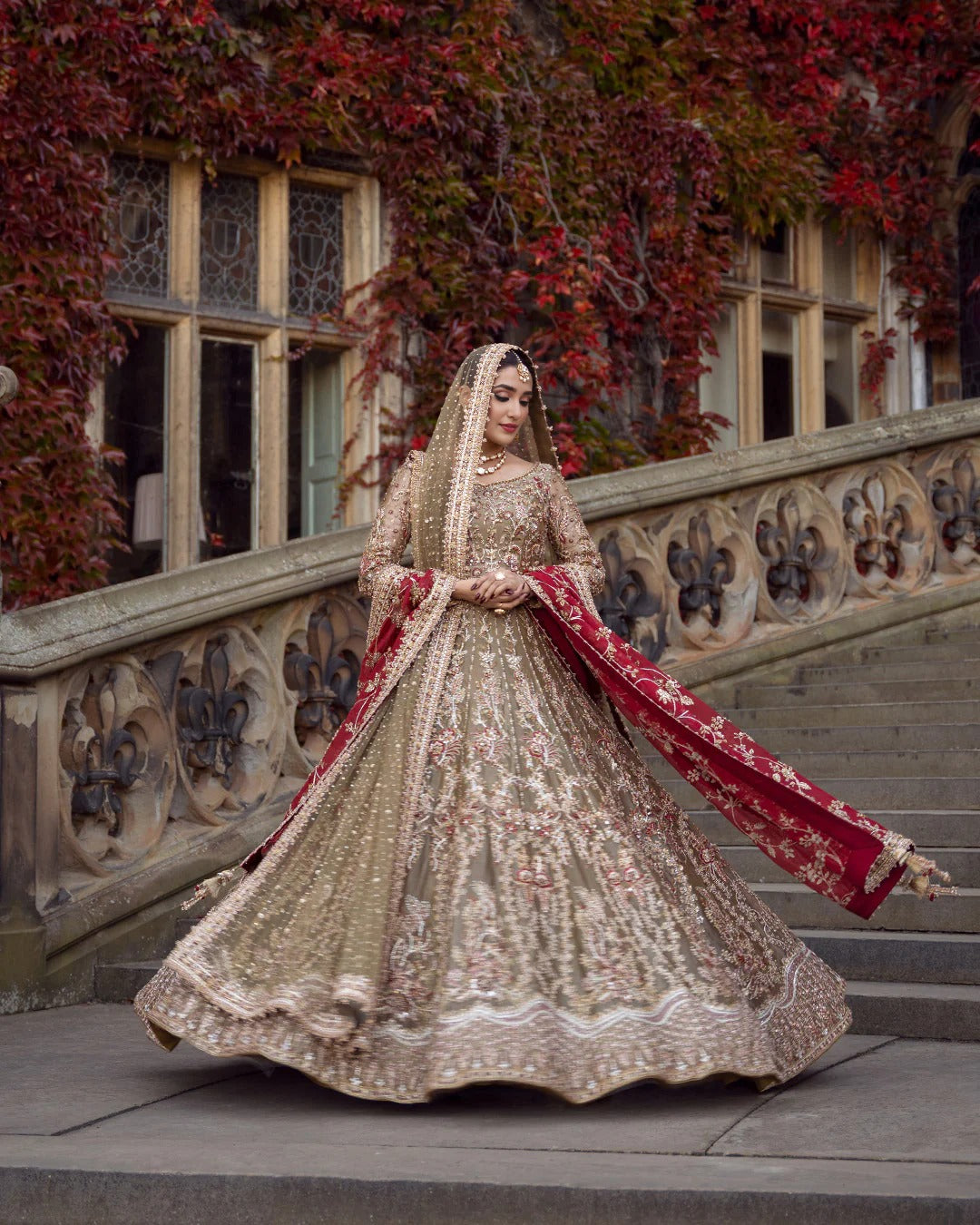 Bronze Gota-Work Bridal Lehenga