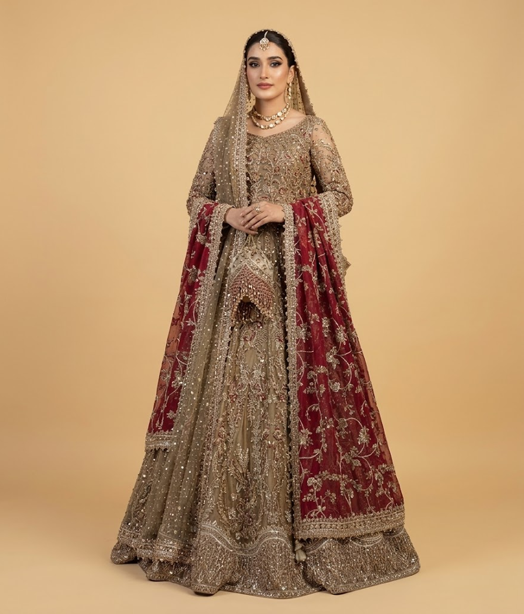 Bronze Gota-Work Bridal Lehenga