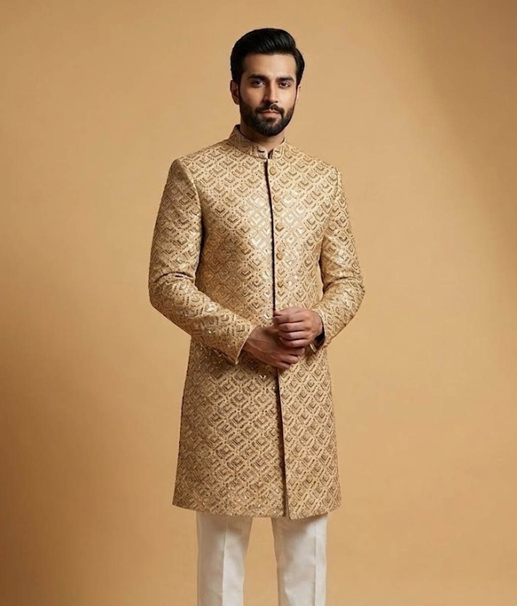 Bronze Sequined Jamawar Dulha House