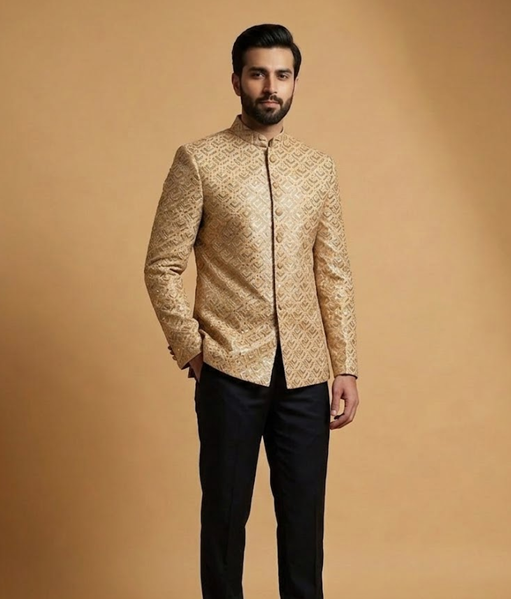 Bronze Sequined Jamawar Dulha House