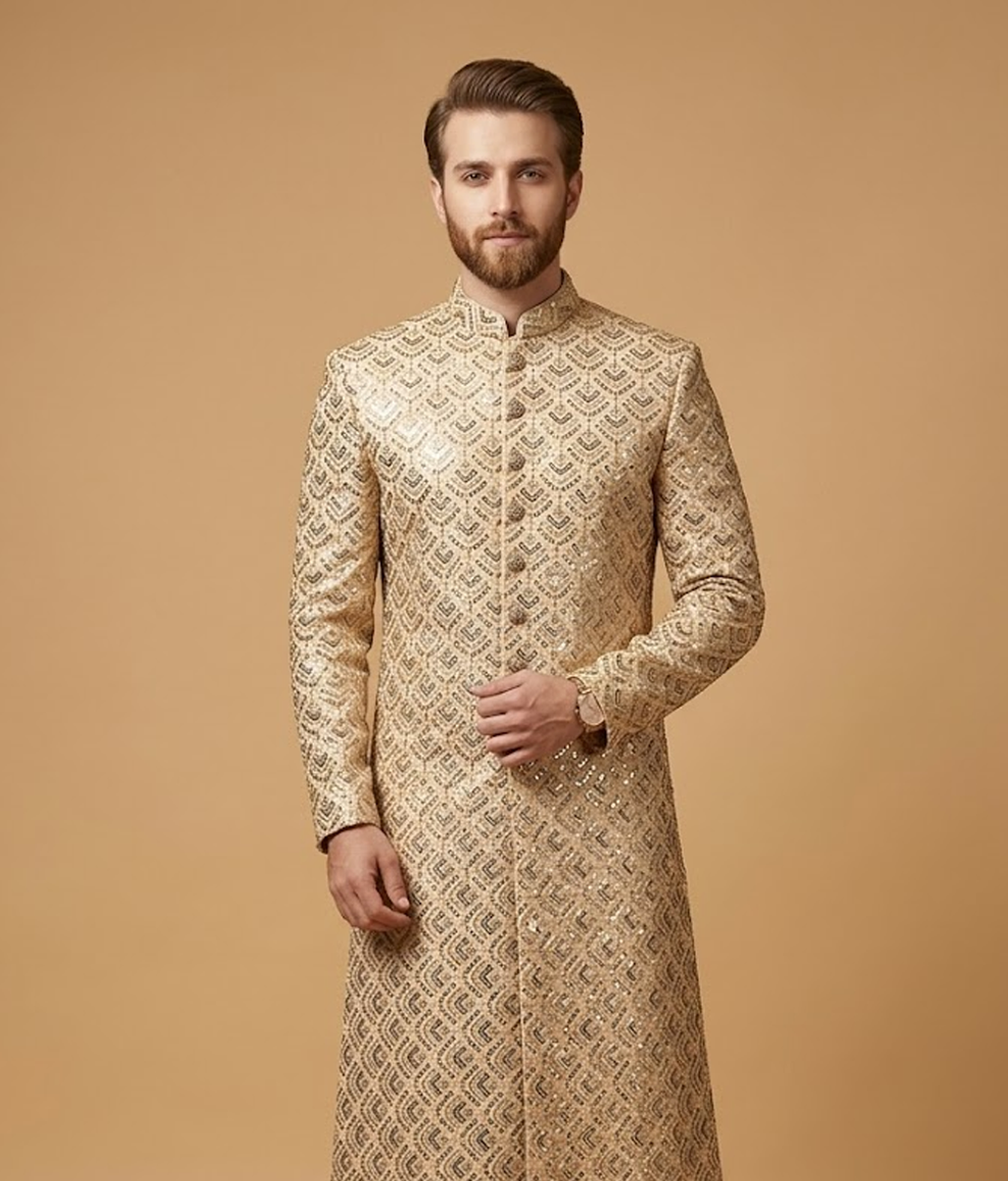 Bronze Sequined Jamawar Dulha House