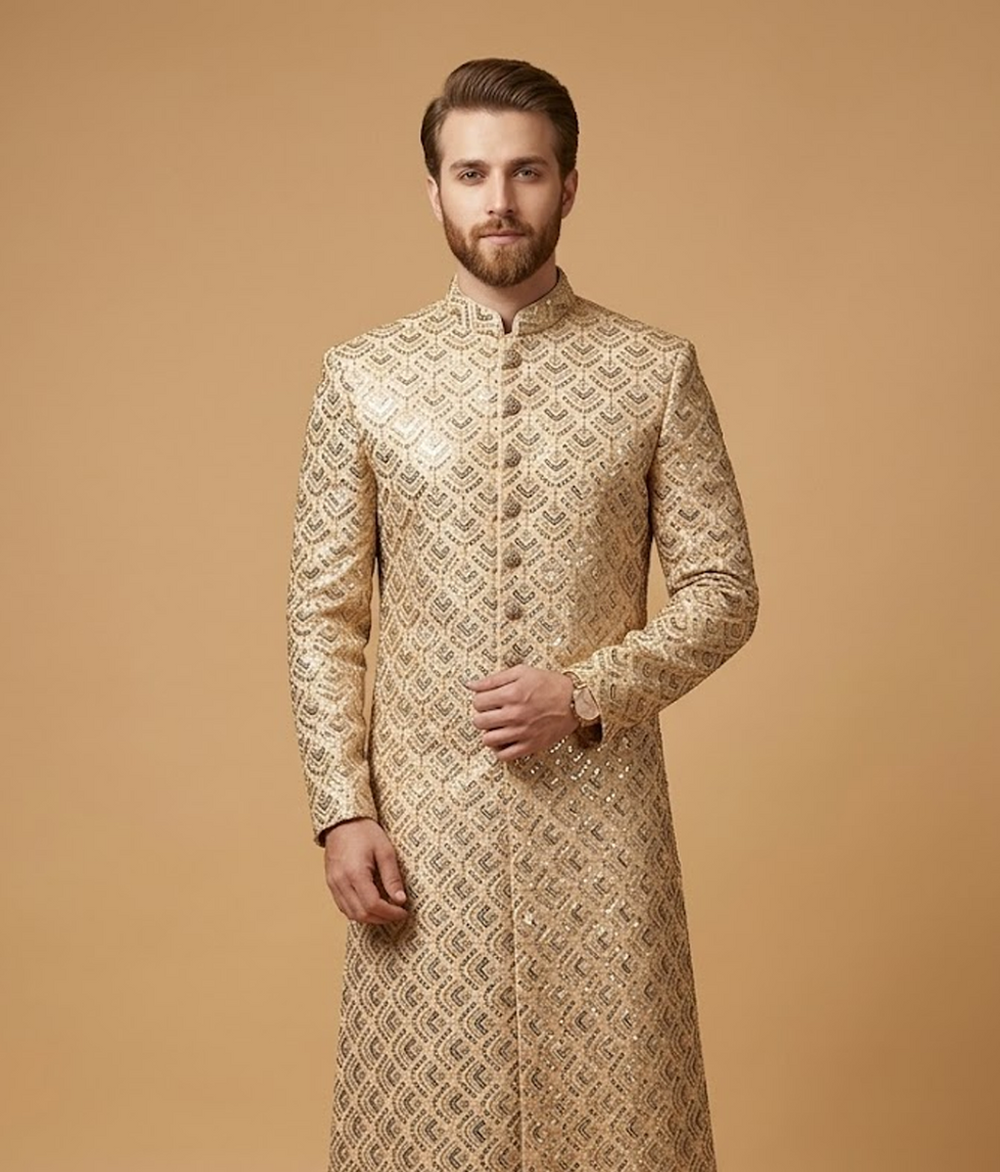 Bronze Sequined Jamawar Dulha House
