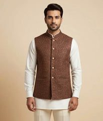 Brown Embroidered Suede fancy waistcoat