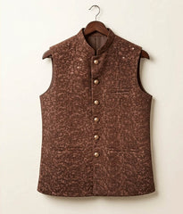 Brown Embroidered Suede fancy waistcoat