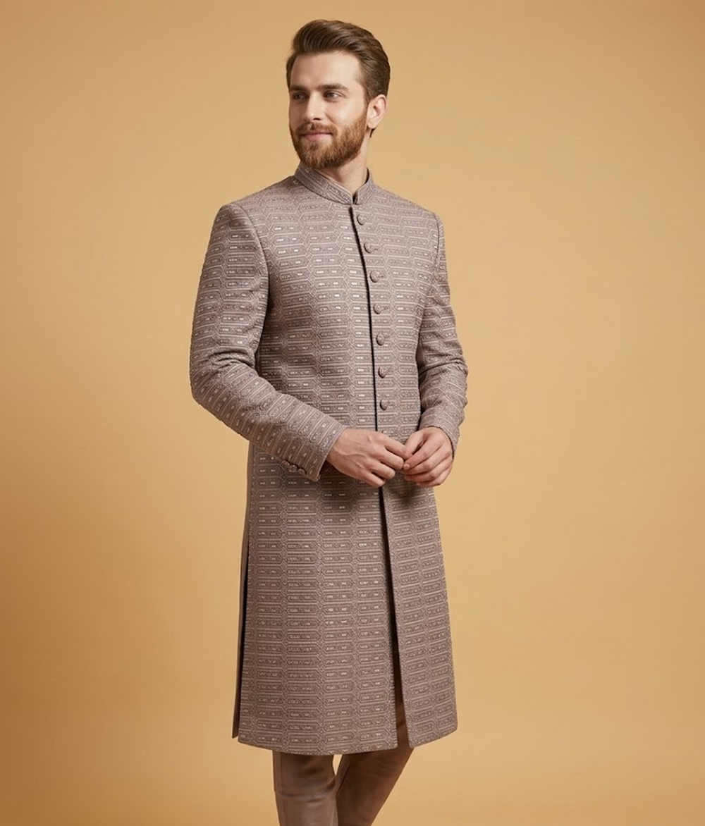 Brown Geometric Embroidery Dulha House