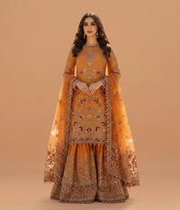 Burnt Orange Dabka & Resham Worked Gharara