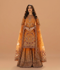 Burnt Orange Dabka & Resham Worked Gharara