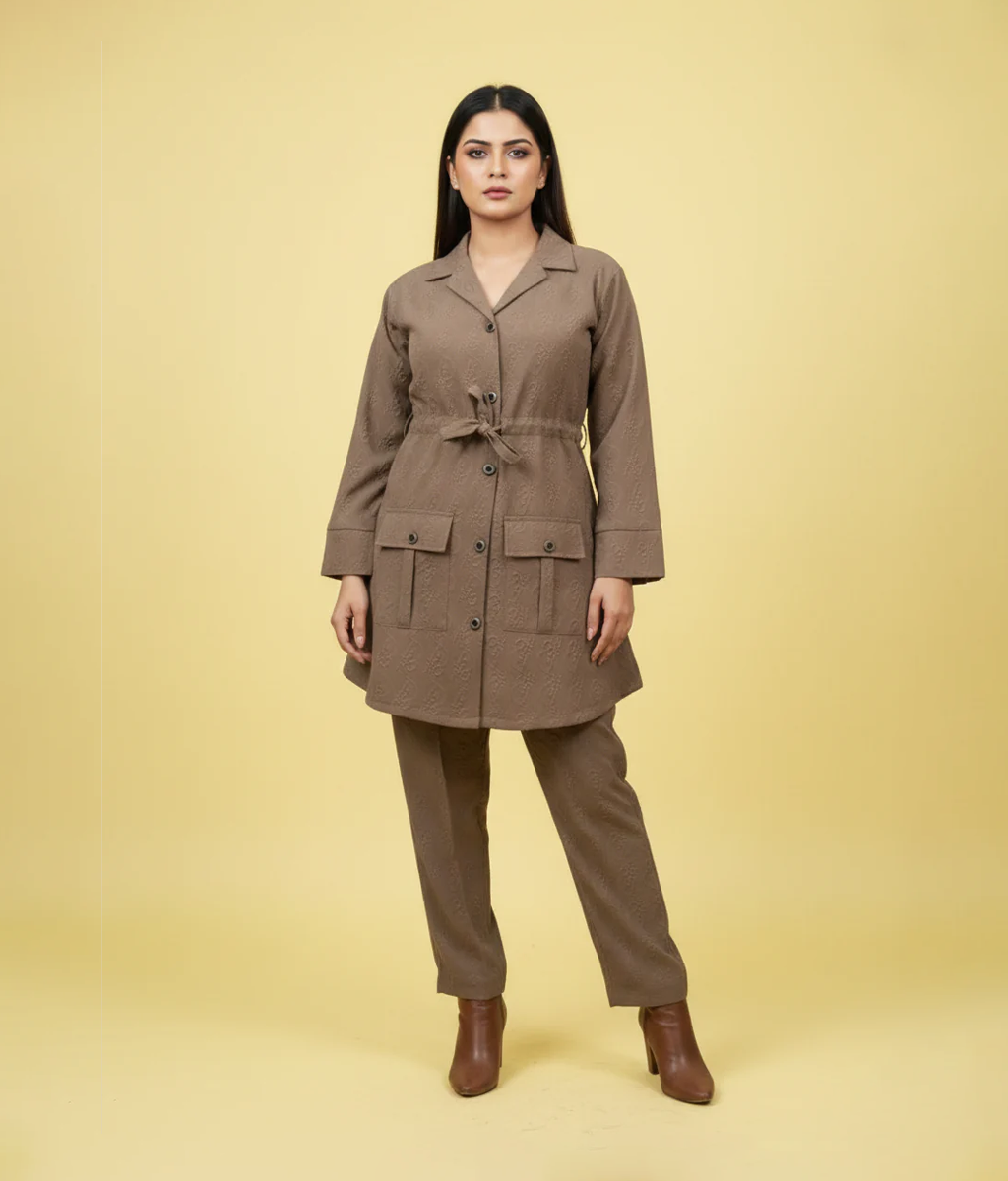 Button down plain 2 piece co-ord set