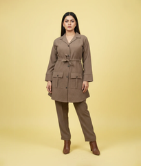Button down plain 2 piece co-ord set