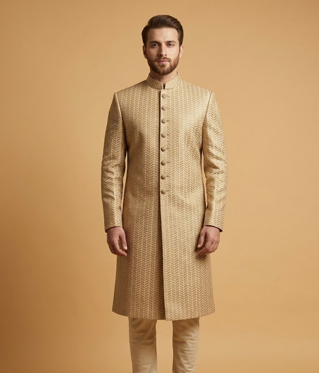 Camel Herringbone Jamawar Dulha House