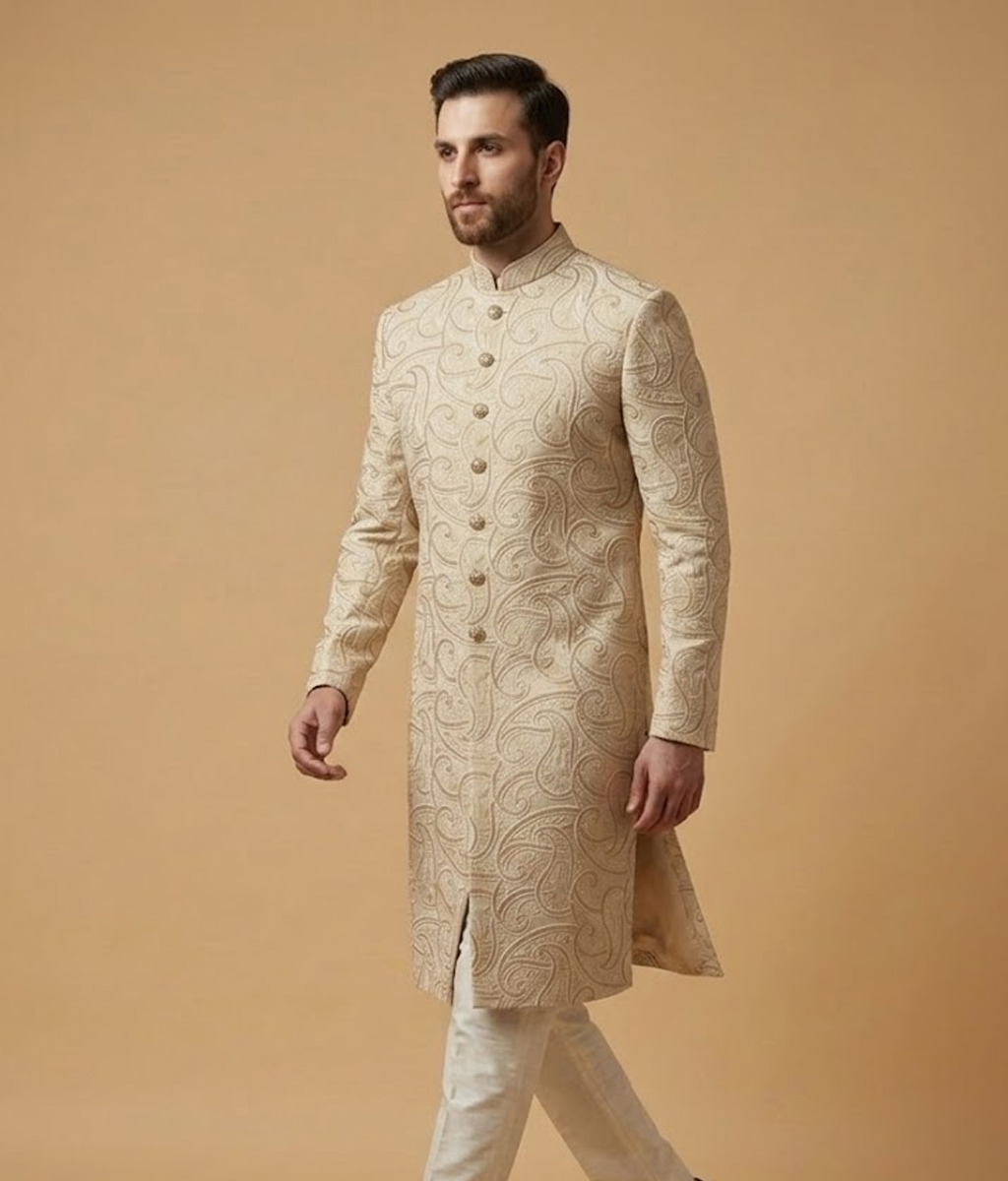 Camel Paisley Jamawar Dulha House