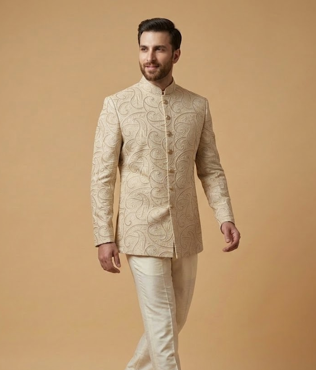 Camel Paisley Jamawar Dulha House
