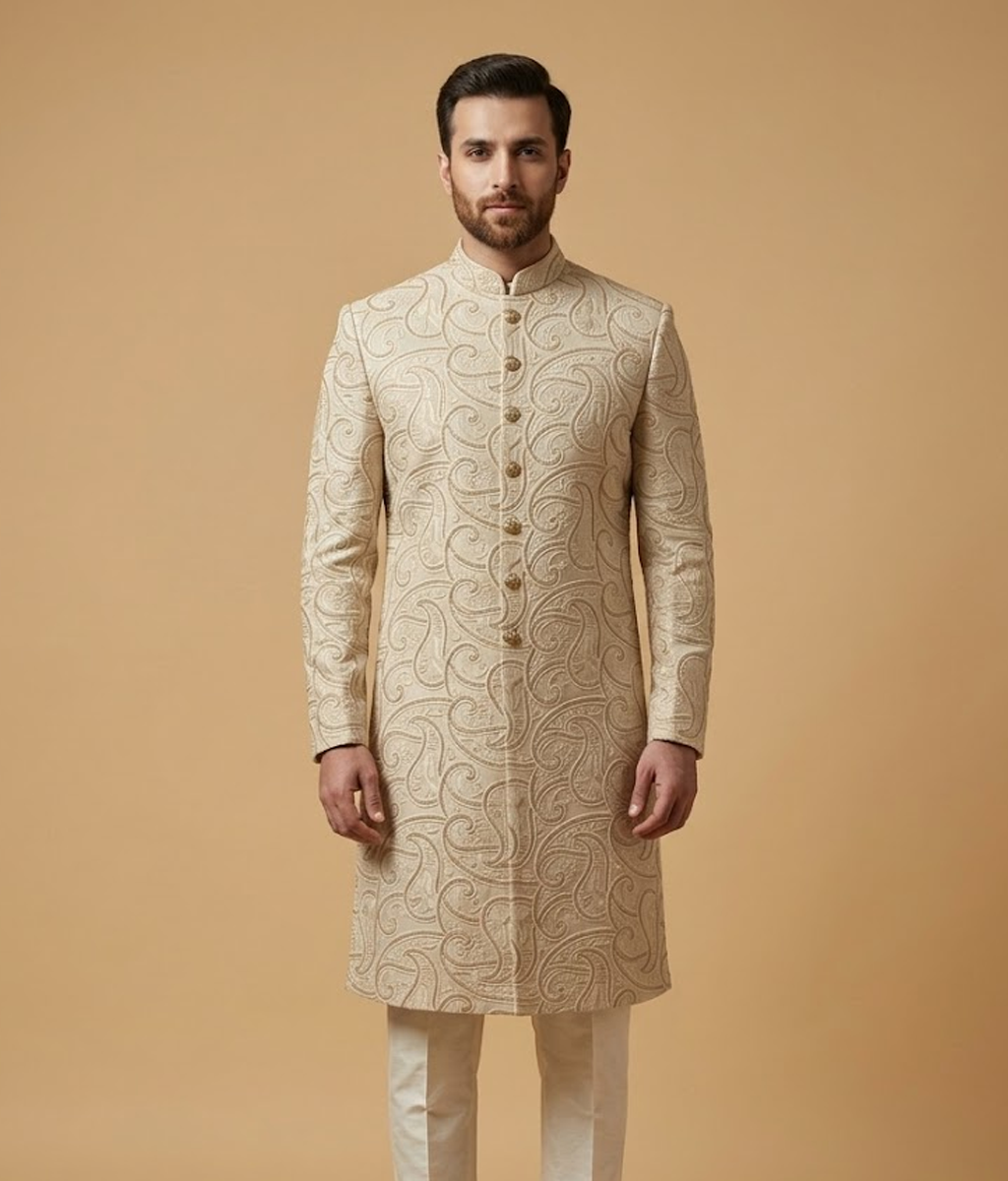Camel Paisley Jamawar Dulha House