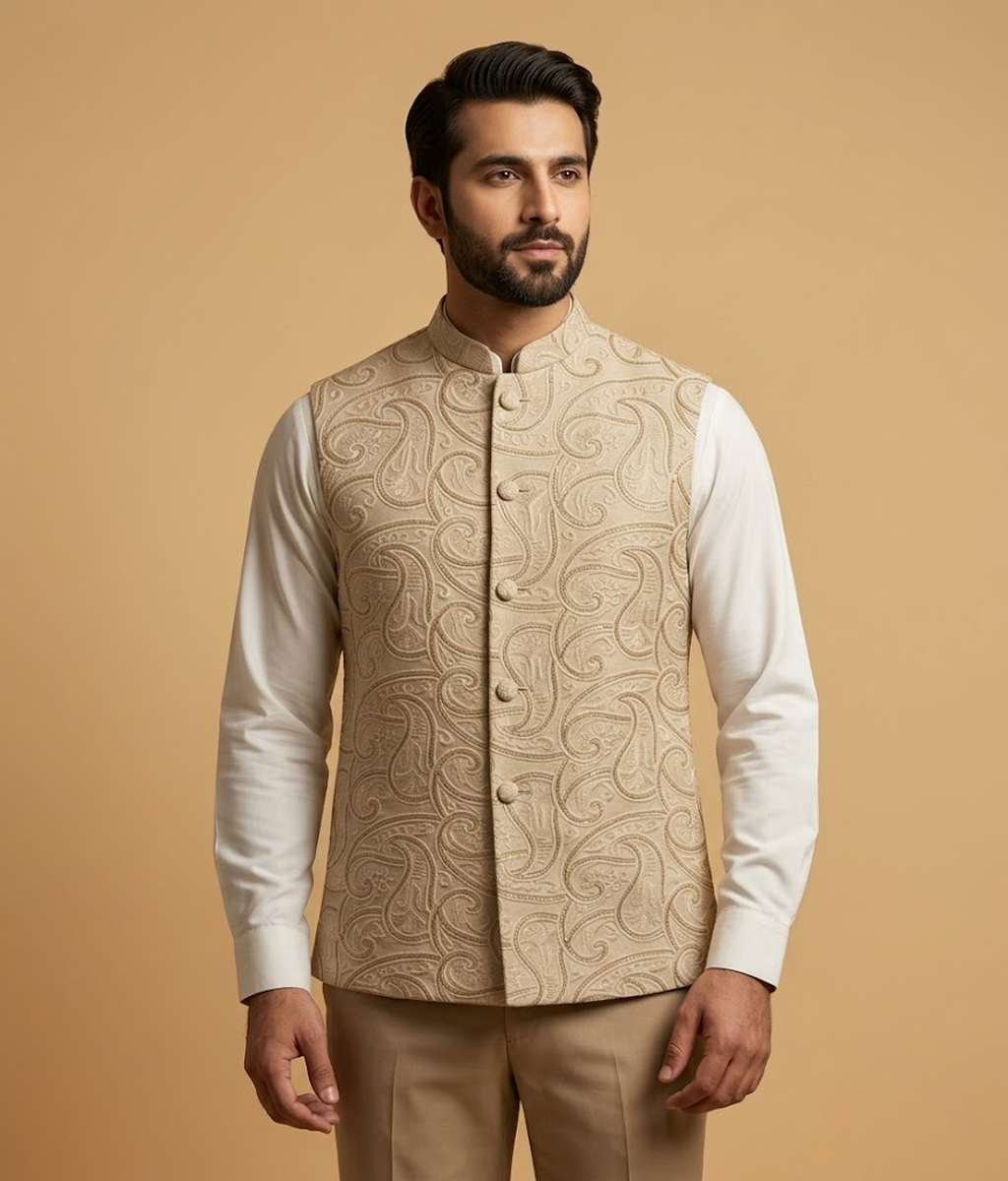 Camel Paisley Jamawar Dulha House