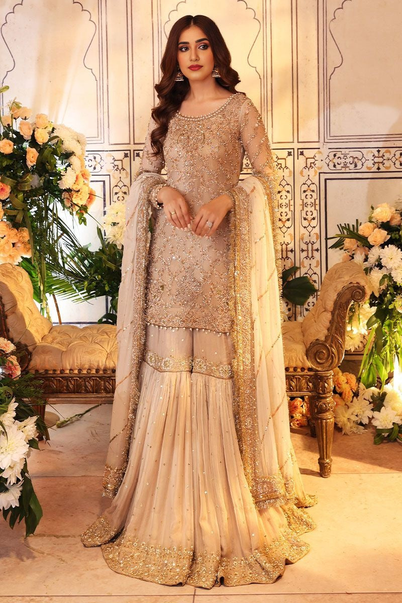 Champagne Gold Bridal Gharara