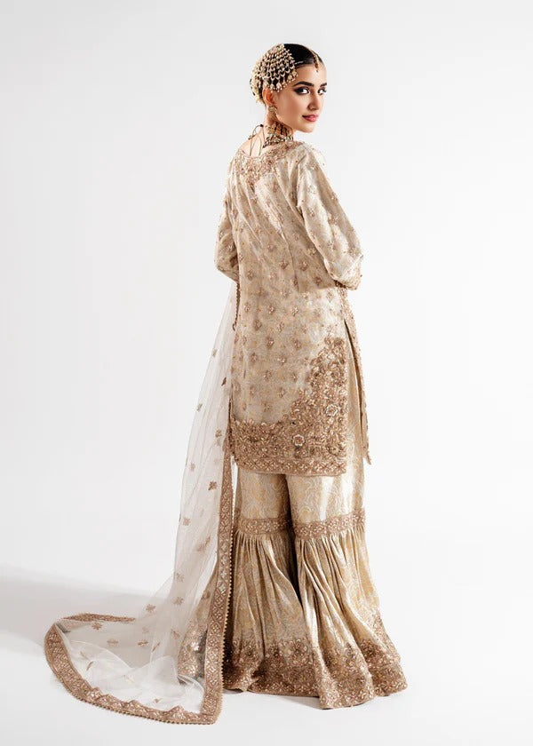 Champagne Gold Pearl & Zardozi Embellished Gharara