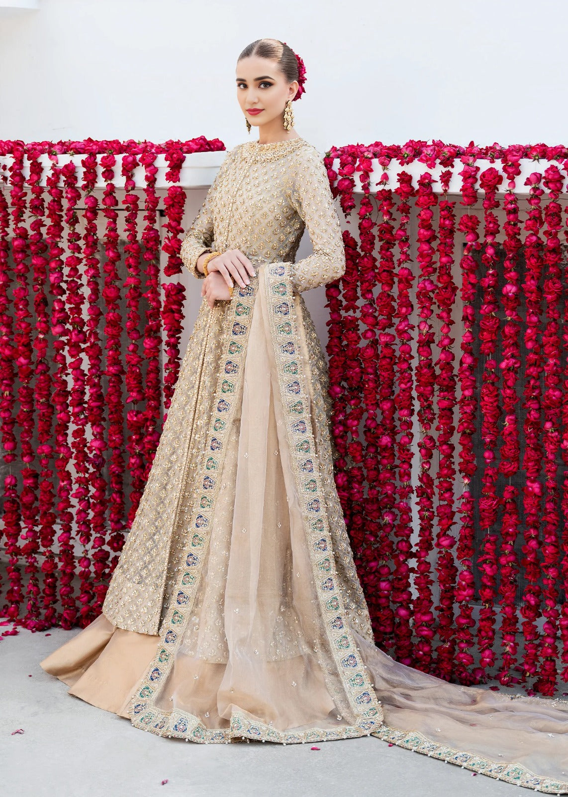 Champagne Gold Vasli Front Open Pishwas