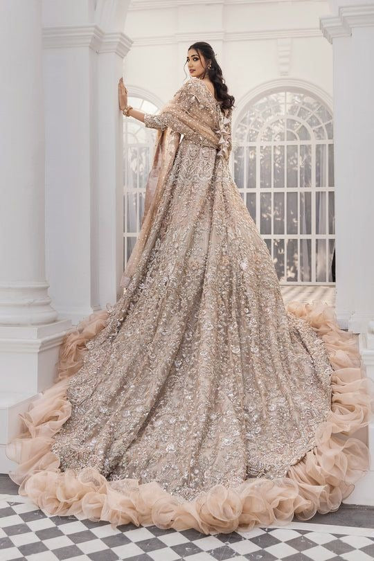 Champagne Ruffle Net Maxi