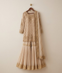 Champagne Gold Bridal Gharara