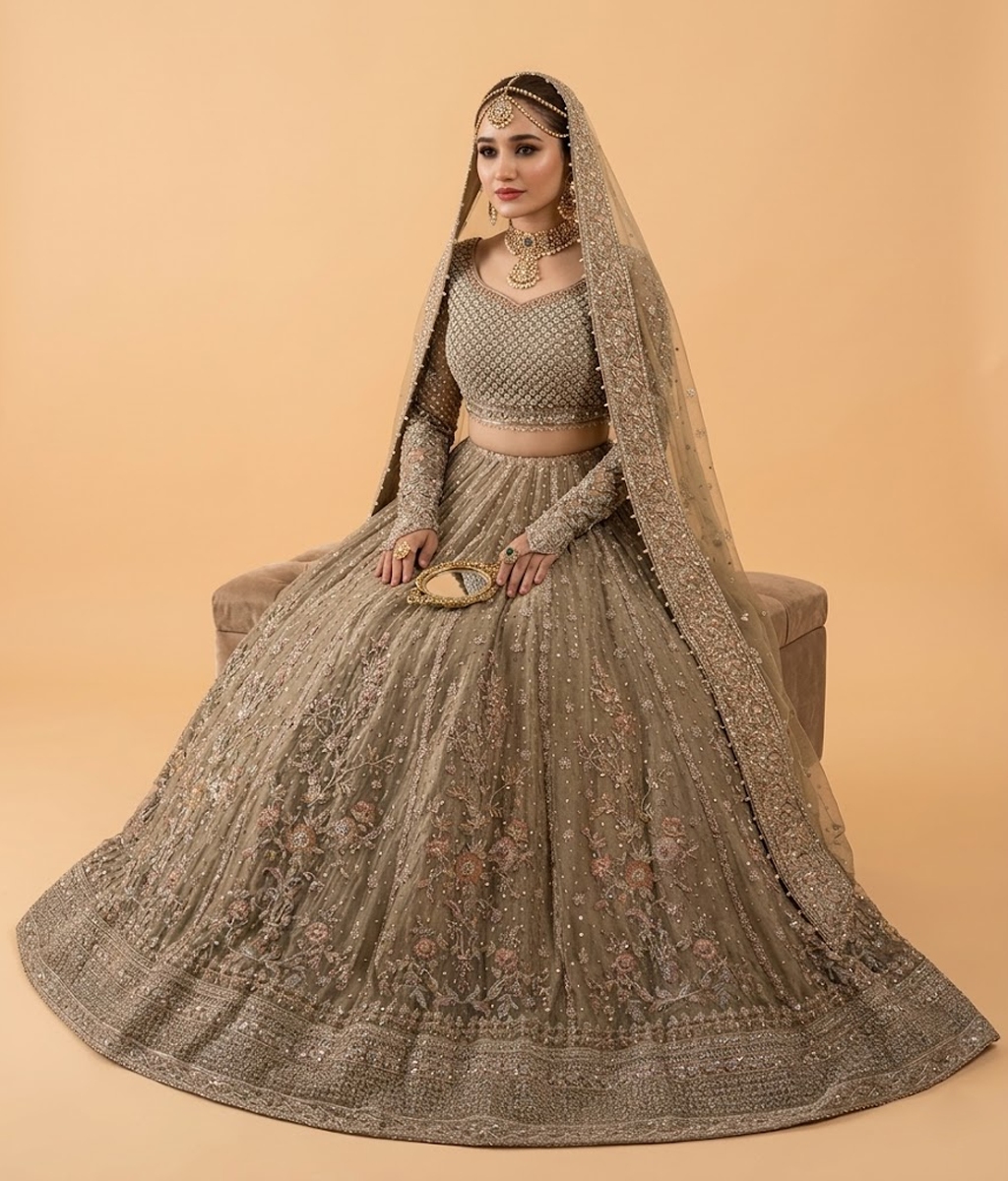 Champagne Gold Gota & Mirror-Work Lehnga Choli