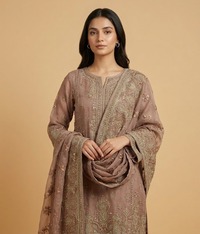 Champagne Gold Raw Silk 2 Piece Shirt and Dupatta
