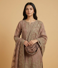 Champagne Gold Raw Silk 2 Piece Shirt and Dupatta