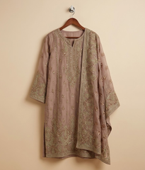 Champagne Gold Raw Silk 2 Piece Shirt and Dupatta