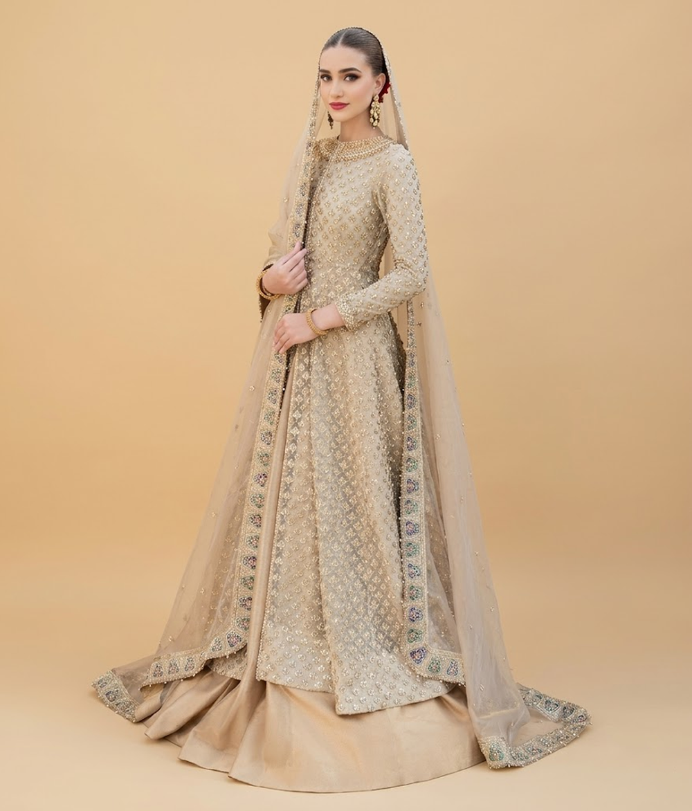 Champagne Gold Vasli Front Open Pishwas