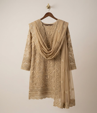Champagne Lattice Jaal Chiffon 2 Piece