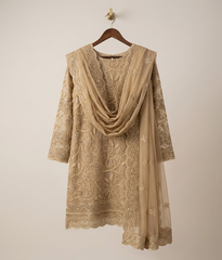 Champagne Lattice Jaal Chiffon 2 Piece