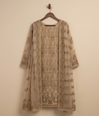 Champagne Raw Silk 2 Piece Shirt and Dupatta